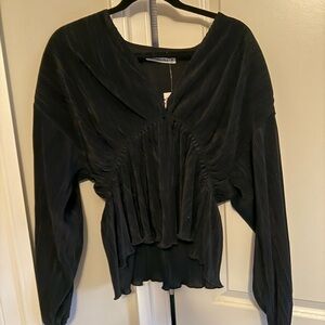 Abercrombie & Fitch Black Pleated Blouse